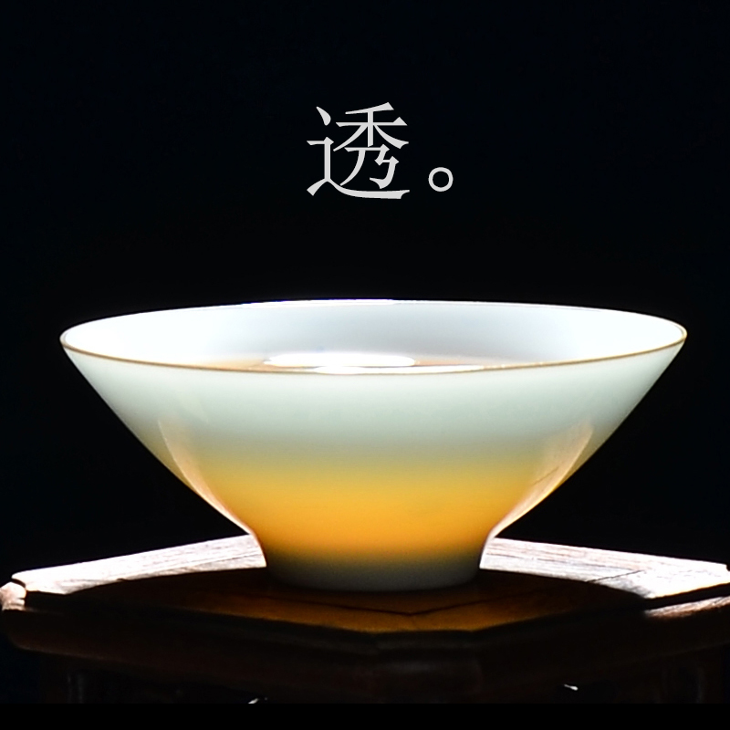品茗杯陶瓷单个青白瓷茶盏小号单只功夫茶杯子主人单杯景德镇茶具