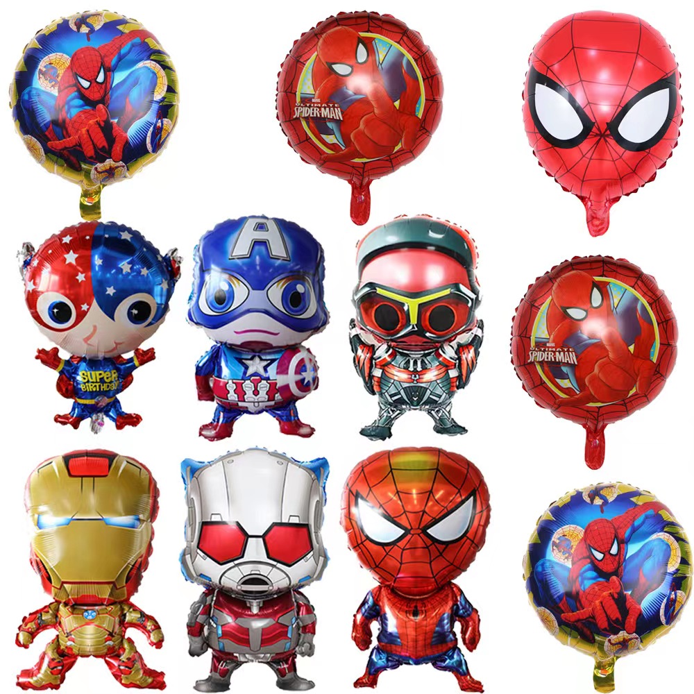 漫威超人美国队长蜘蛛侠钢铁侠超级英雄生日卡通派对装饰铝膜气球