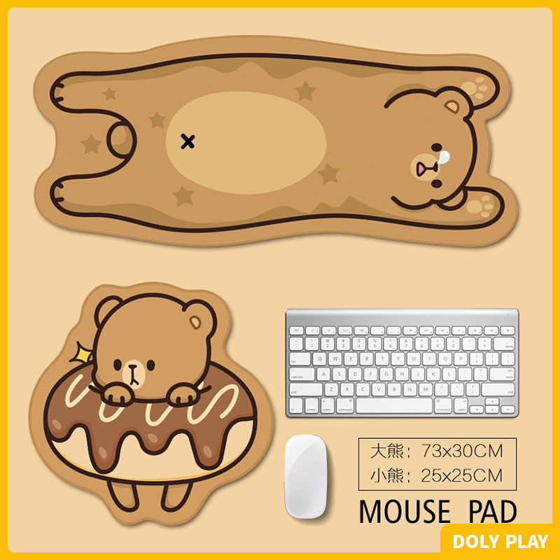 可爱卡通鼠标垫超大号键盘垫奶牛小熊猫咪小号滑鼠垫创意插画桌垫