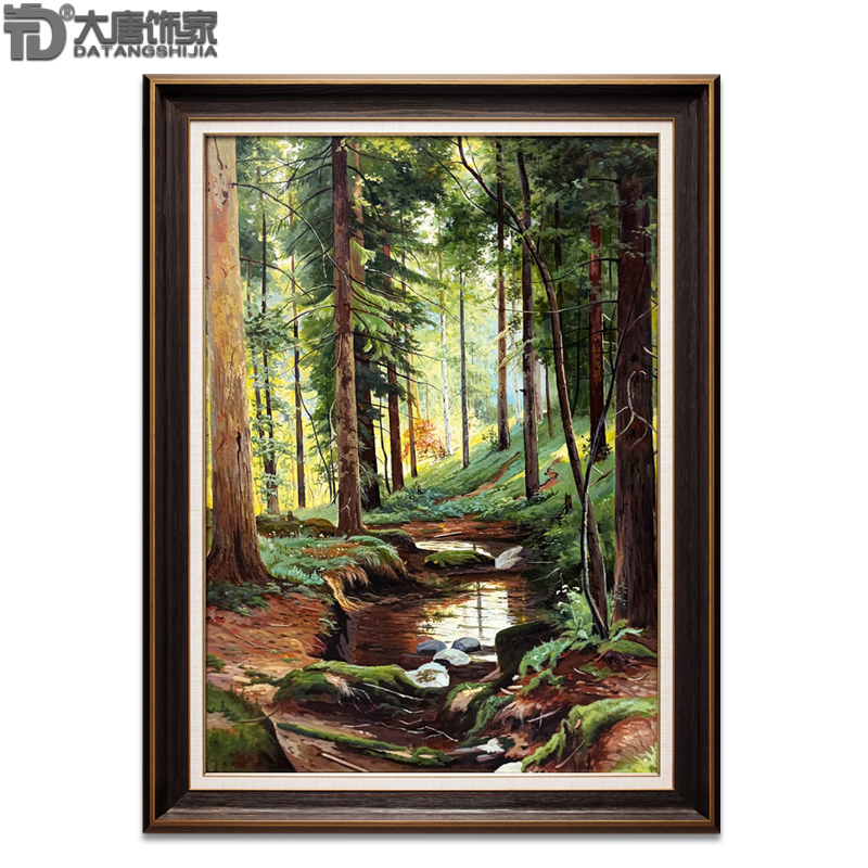 实拍精品手绘油画希施金松树森林美式欧式玄关装饰画客厅挂画N282