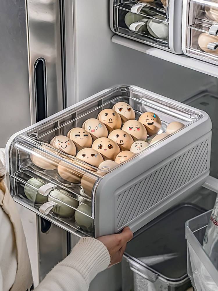 日本正品MUJIE抽屉式冰箱装鸡蛋家用收纳盒保鲜架托神器放食物食