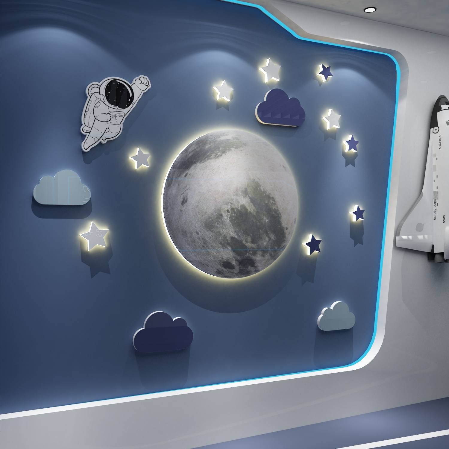 幼儿园太空主题环创文化墙面贴航天科学区实验室环境布置材料编程