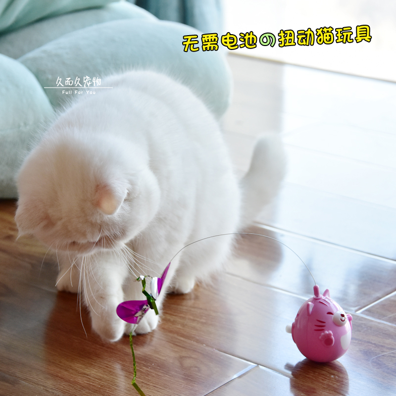 日本多格漫发条扭扭猫玩具 猫咪发条玩具逗猫玩具 旋转猫益智玩具
