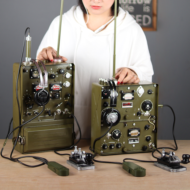 仿真发报机模型复古无线电报机创意收藏摆件怀旧老物件拍摄影道具
