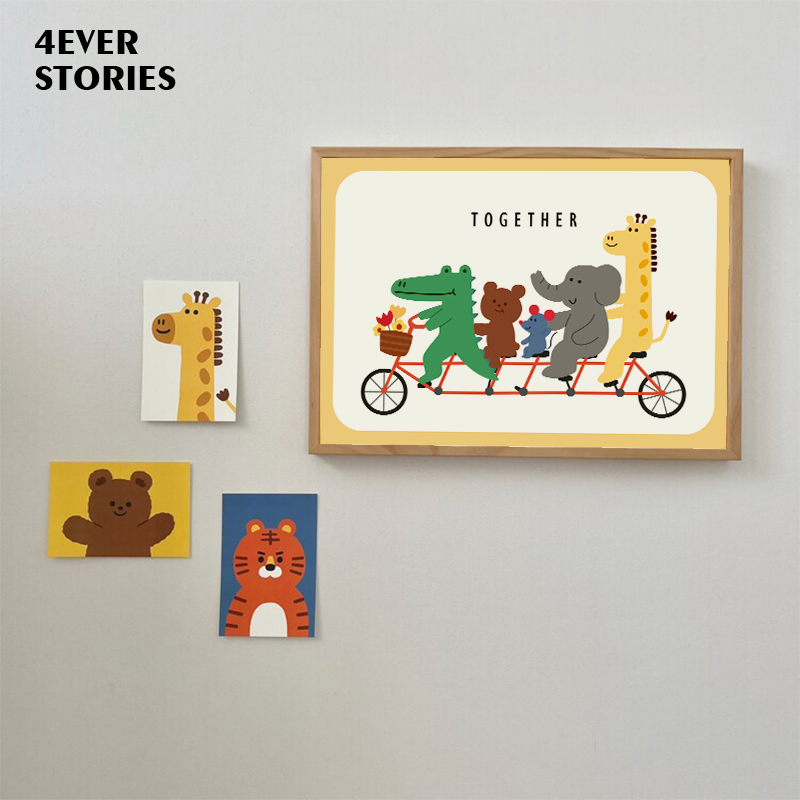 4ES|可爱的小鹿鹿 手绘动物卡通插画实木相框装饰画儿童房推荐