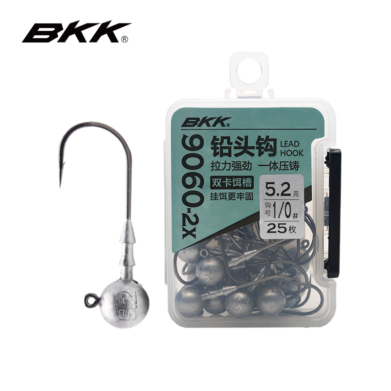 BKK新品圆形铅头钩9060两倍加强高碳精钢路亚防挂鲈鱼鳜鱼钩虫钩