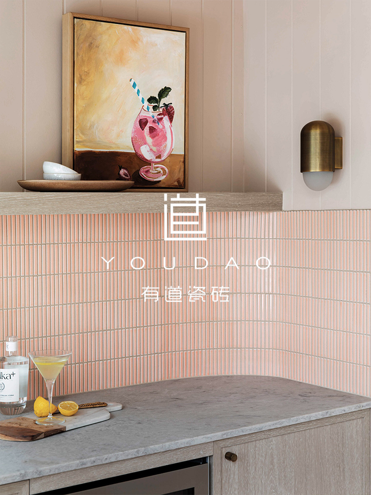 马赛克筷子背景墙有道 厨房设计师网红款砖卫生间阳台瓷砖弧形