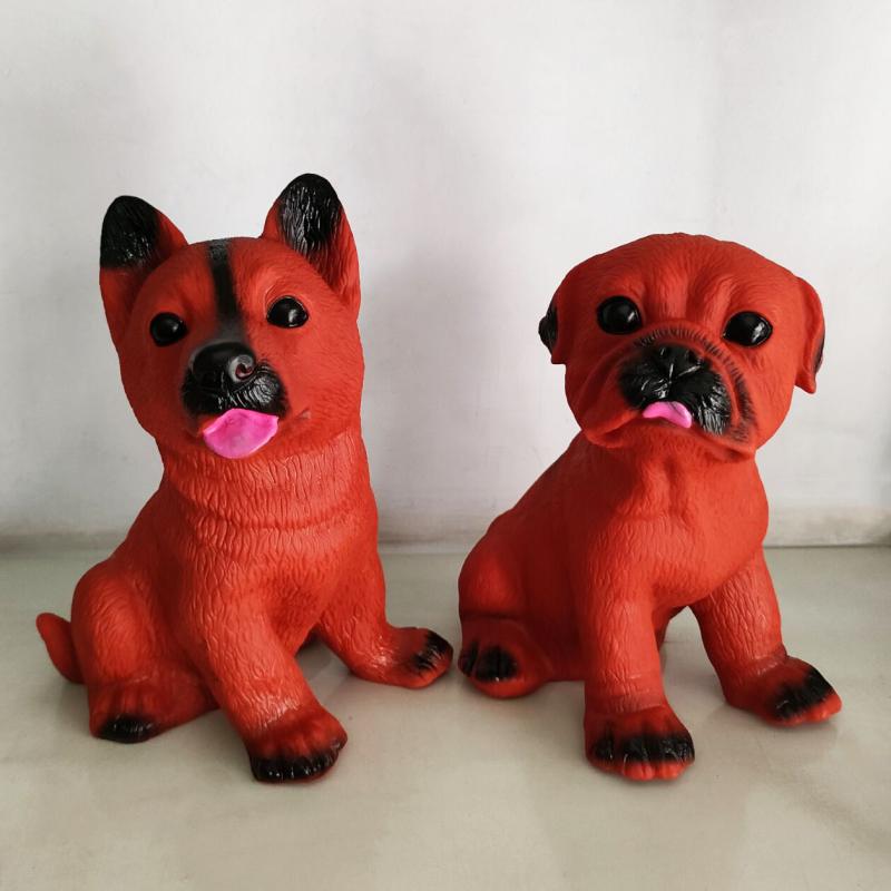 新品搪胶发声玩具狗捏捏叫小狼狗宠物塑胶沙皮狗玩具动物模型礼物
