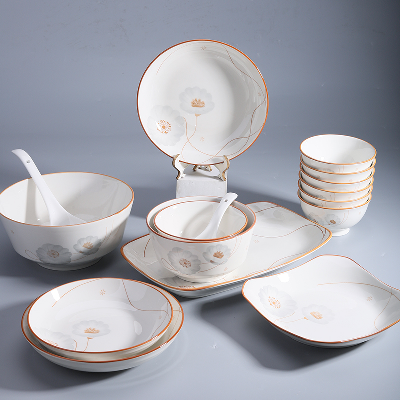 碗碟套装家用2023新款陶瓷餐具吃饭碗盘子大汤碗面碗组合轻奢防烫