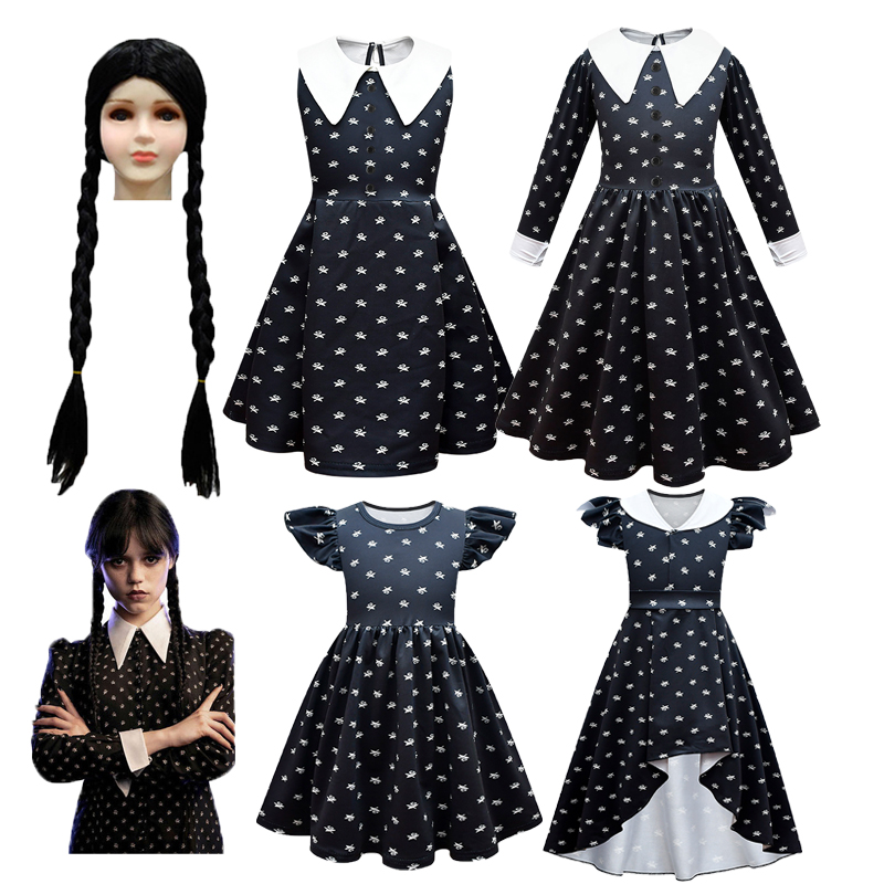星期三同款黑色校服连衣裙子女童亚当斯一家衣服cos服装儿童礼服