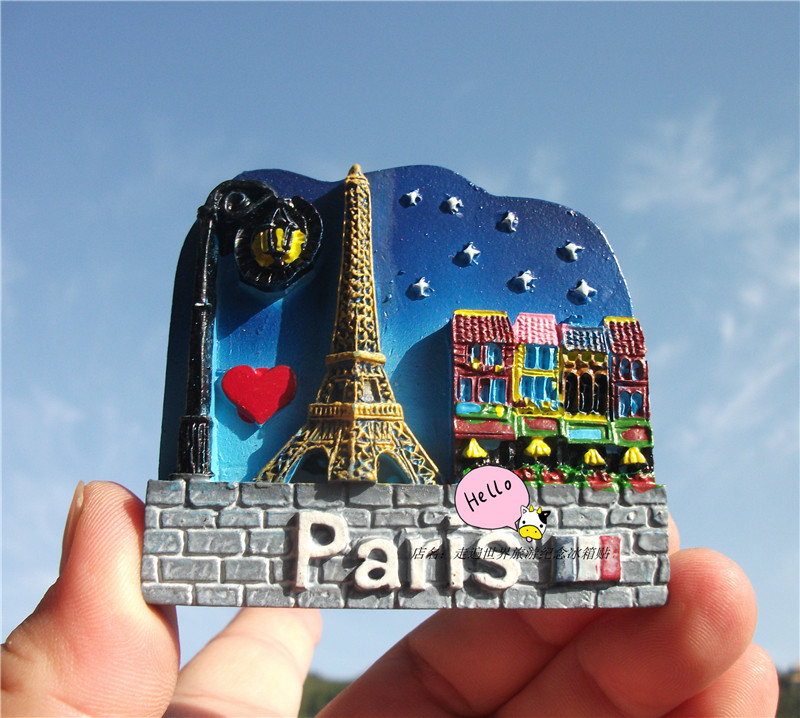 世界旅游纪念冰箱贴 法国 巴黎 美丽夜景 艾菲尔铁塔 卡通 手信