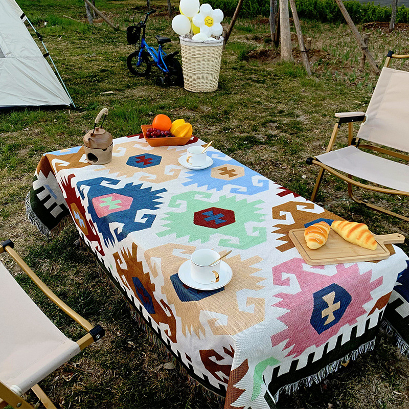 ins户外露营桌布云南民族风茶几台布波西米亚野餐垫防潮地垫帐篷