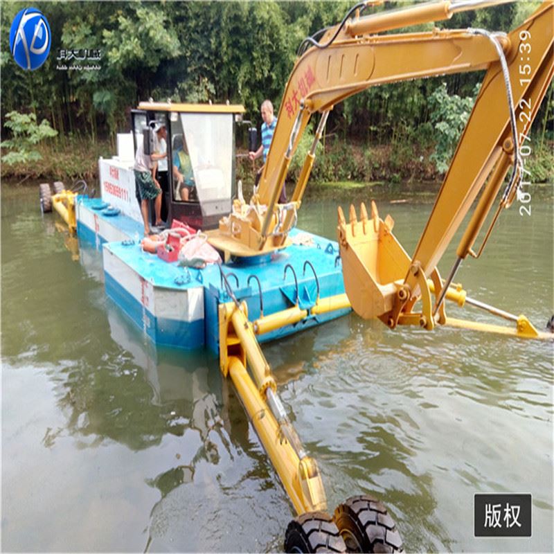 上海水陆两栖清淤船 水上两用的挖掘机 履带式水路挖机船