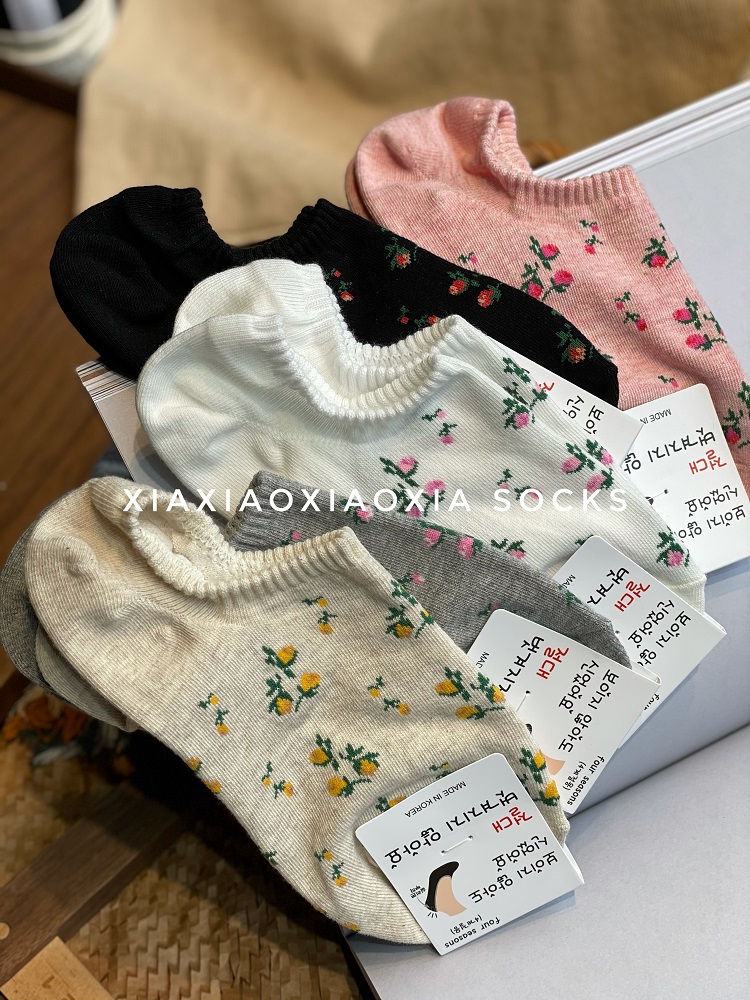 【满五双包邮】韩国进口新品夏季女士船袜小碎花浅口袜隐形袜套