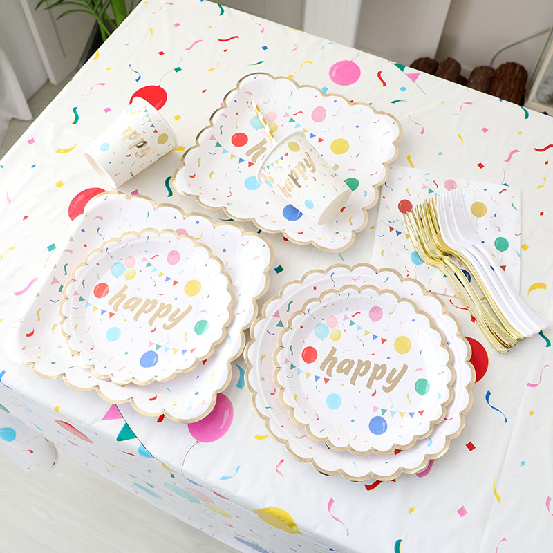 周岁生日布置宝宝儿童派对装饰用品一次性餐具桌布纸盘子野餐餐盘