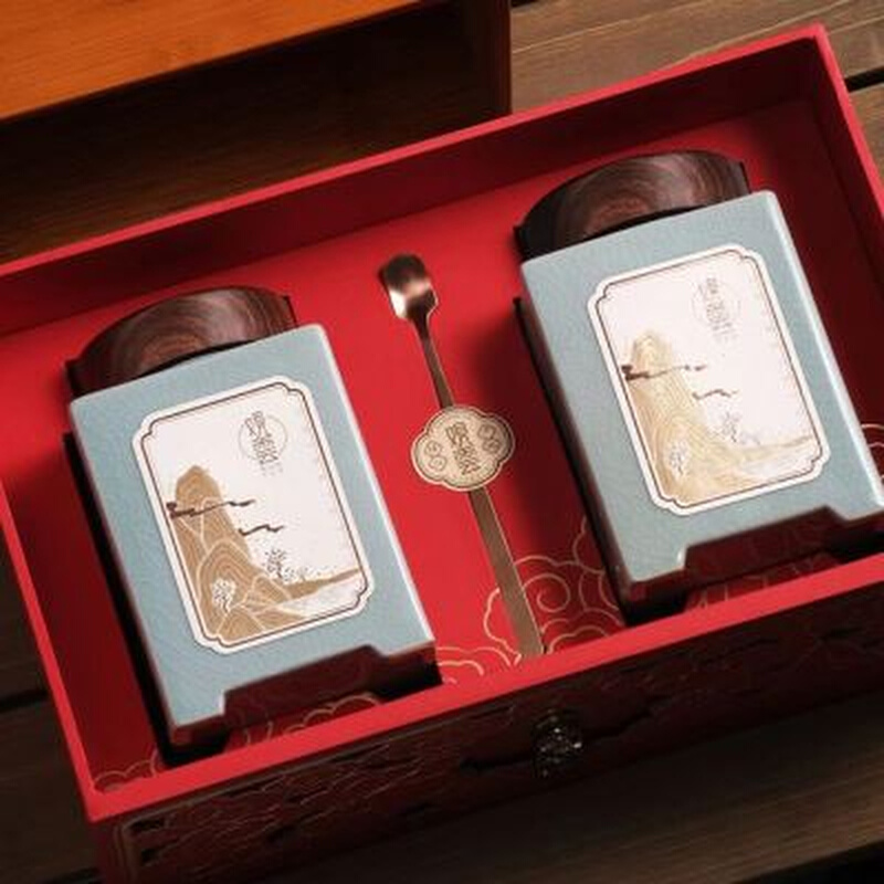 观云高档竹盒陶瓷茶叶罐茶叶包装盒空礼盒红茶绿茶包装礼盒装空盒