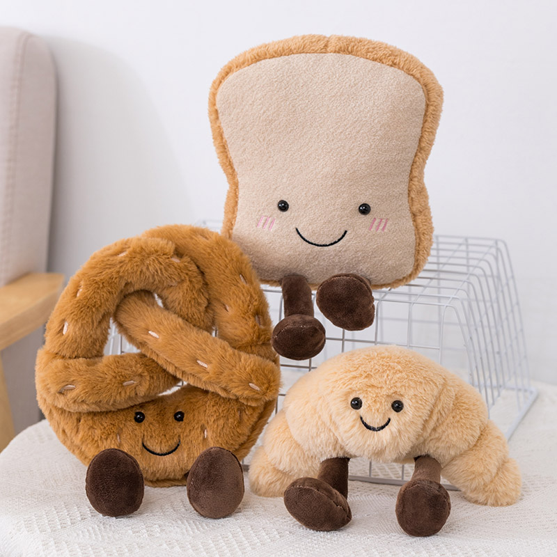 面包物语仿真可爱笑脸面包牛角包吐司起司椒盐卷饼毛绒玩具抱枕