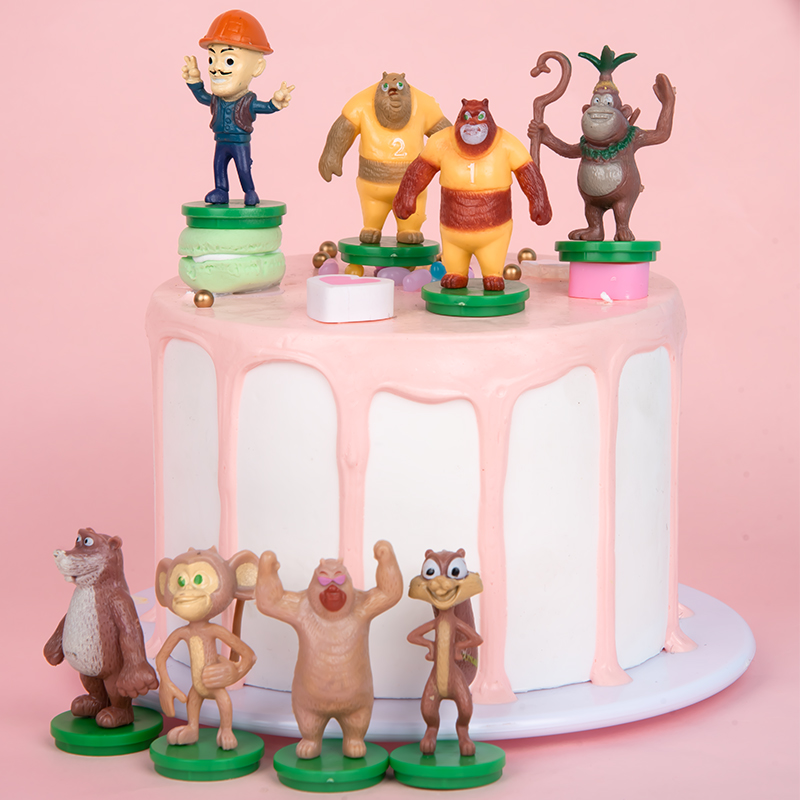 生日蛋糕装饰摆件卡通玩偶熊出没光头强熊大二吉吉松鼠猴子鼹鼠