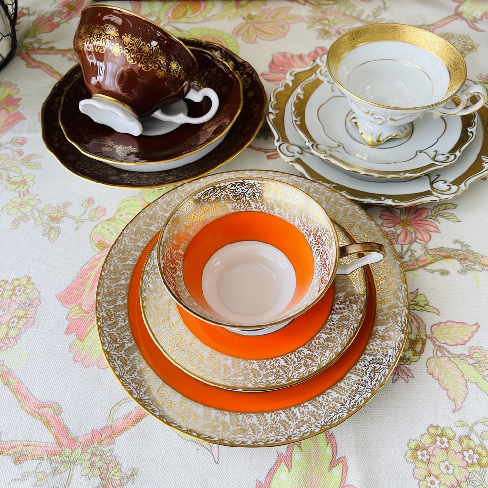 现货特价德国巴伐利亚洛可可宫廷风三款风格不同的阔口下午茶杯组