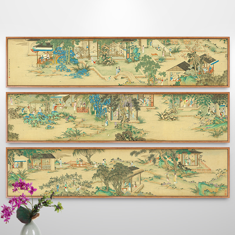 蚕织图仕女古代养蚕桑丝织文化挂画新中式客厅装饰画中国风壁画