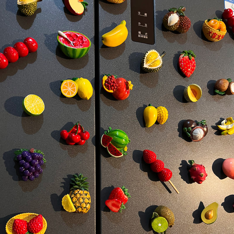创意水果冰箱贴磁贴3D立体西瓜草莓香蕉榴莲装饰磁性吸铁石留言贴
