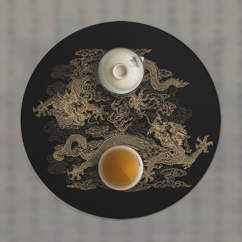 中国风龙纹图案创意茶杯垫硅藻泥加厚吸水速干茶桌垫隔热防烫耐脏