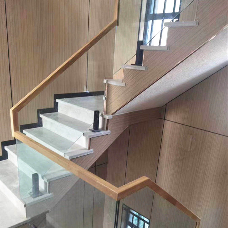 重庆网红钢化玻璃楼梯不锈钢实木扶手现代简约  定制上门测量安装