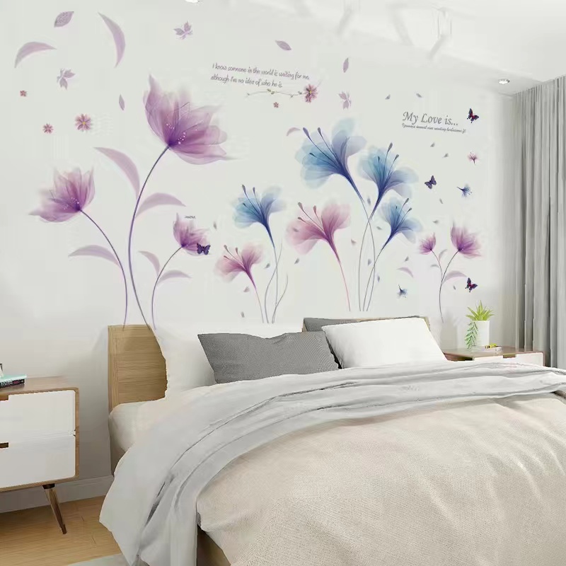 卧室房间橱柜布置大白墙面装饰花墙壁遮丑3d立体墙贴画自贴纸墙画