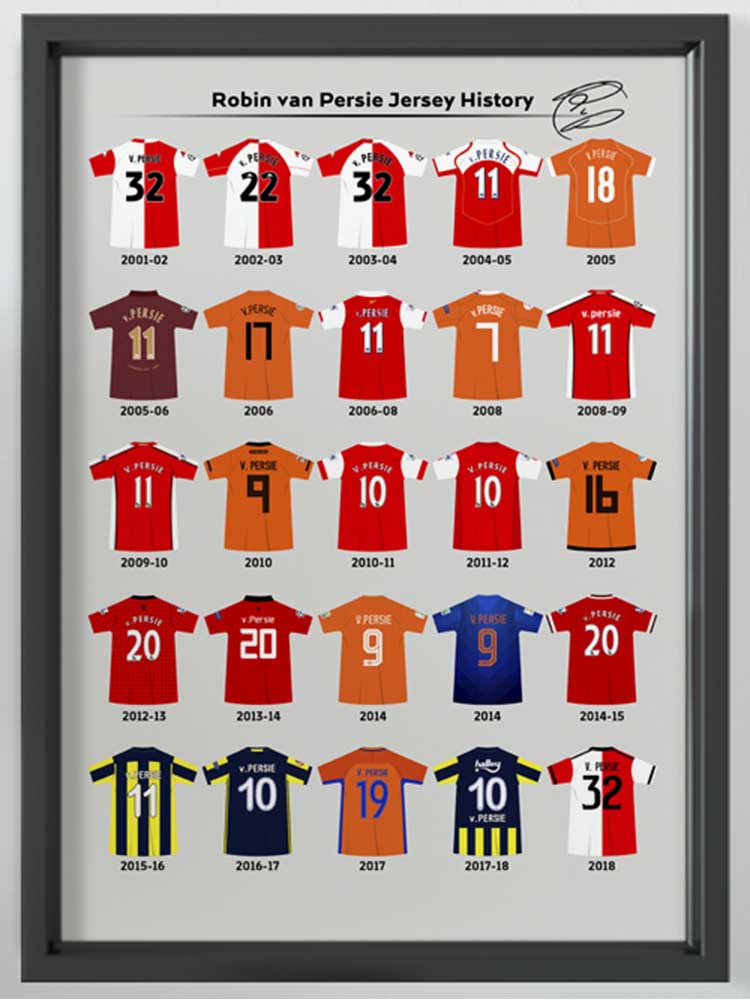 荷兰队欧洲杯球迷礼物范佩西生涯球衣相框 酒吧公园足球纪念装饰