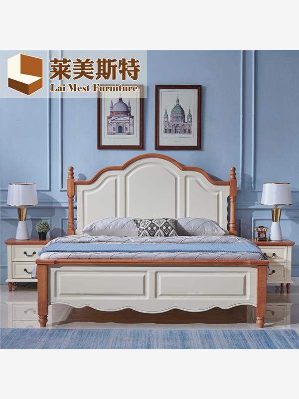 地中海全实木床1.8米1.5主卧现代简约双人床气压储物美式风格家具