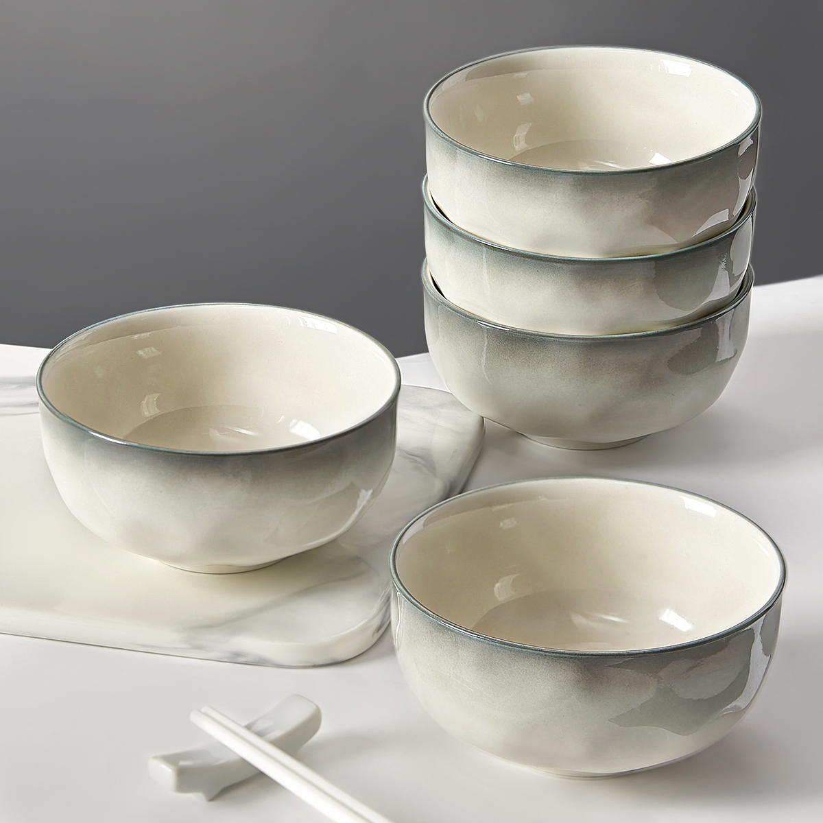 墨色釉下彩陶瓷米饭碗家用2024新款吃饭碗好看的小碗盘子餐具套装