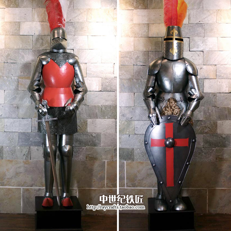欧洲古罗马盔甲中世纪骑士欧式复古 酒吧咖啡西餐客厅装饰摆设2m
