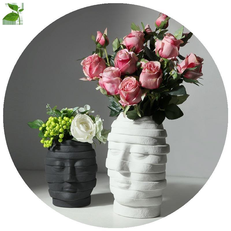 简约艺术花瓶头像创意摆件客厅玄关家居装饰品陶瓷工艺品摆设