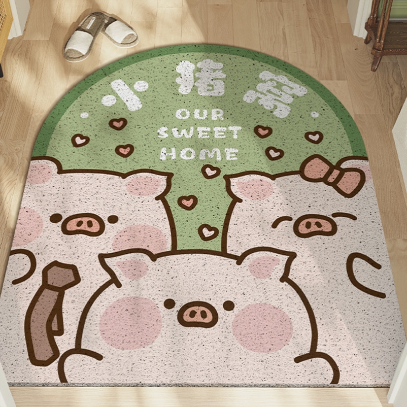 小猪猪入户门地垫家用进门PVC丝圈脚垫玄关防滑门垫卡通可爱地毯
