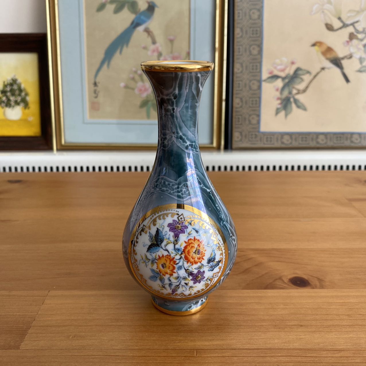 Limoges 法国利摩日描金珐琅装饰花瓶摆件瓷器 西洋花卉收藏瓷瓶
