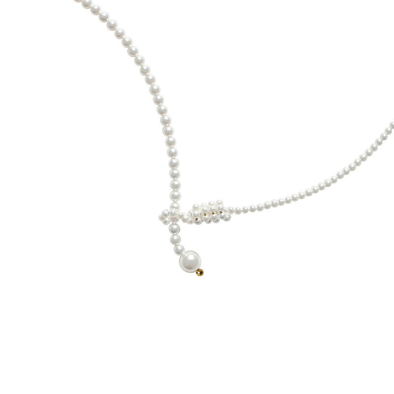 MIMYTH少女的礼物系列盘扣形状白色珍珠颈链锁骨链短项链
