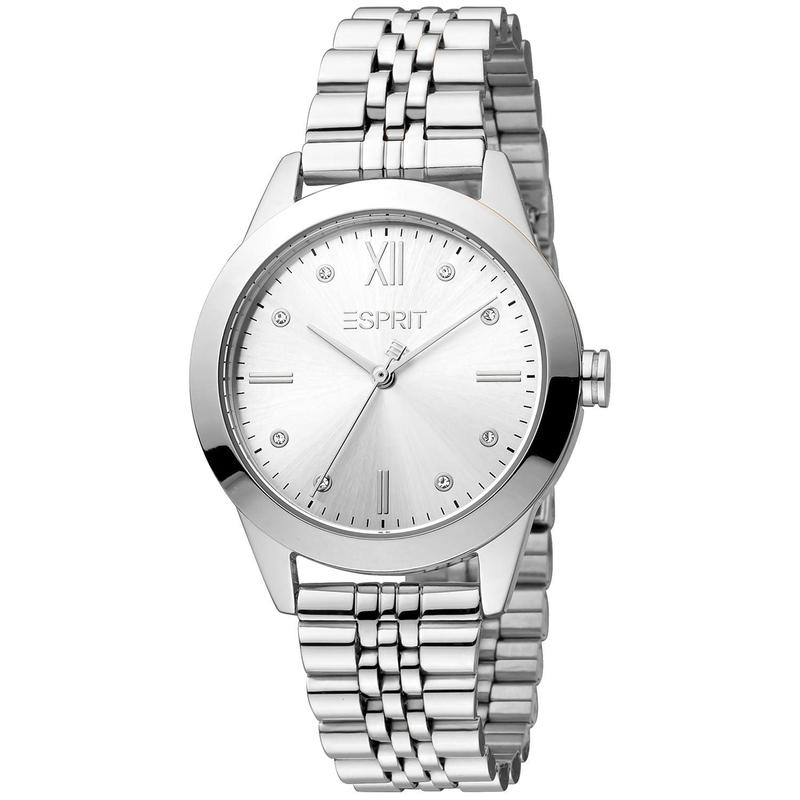 ESPRIT专柜海外购女士腕表欧美腕表时尚百搭银色钢带镶钻罗马手表