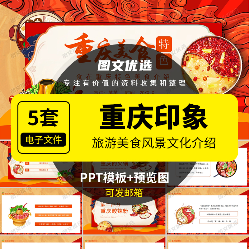 重庆城市印象家乡旅游美食风景文化介绍宣传攻略通用相册PPT模板