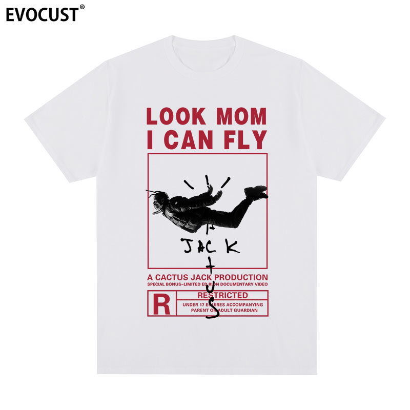 Travis Scott短袖T恤look mom i can fly街头嘻哈卡通男女休闲