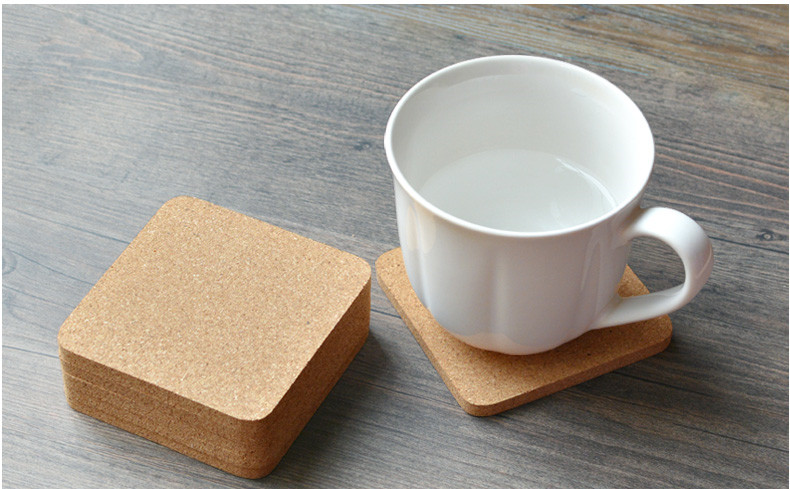 正方形圆形软木杯垫隔热咖啡茶空白5片装小号花瓶垫DIY