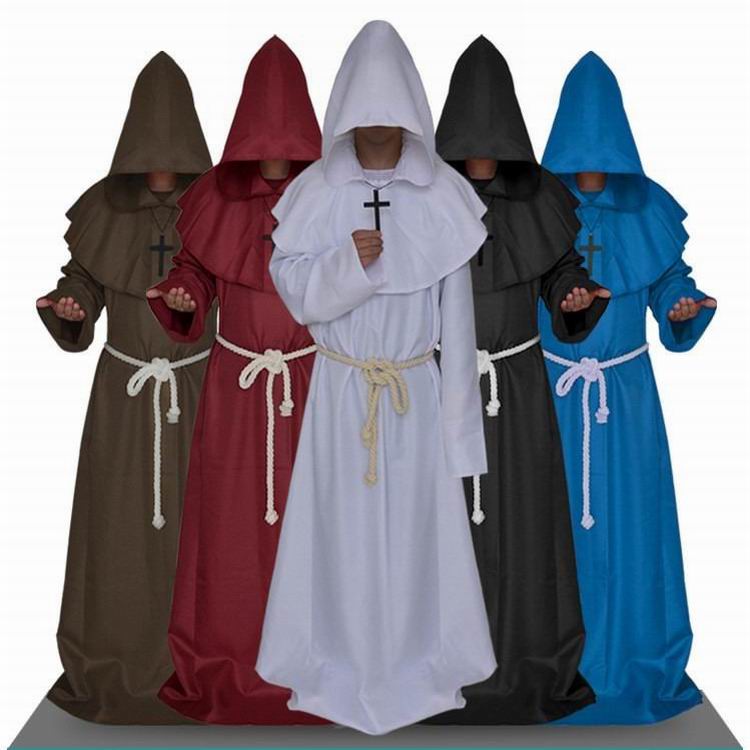 欧美中世纪披风服装修道士长袍子魔法巫师连帽斗篷万圣节死神衣服