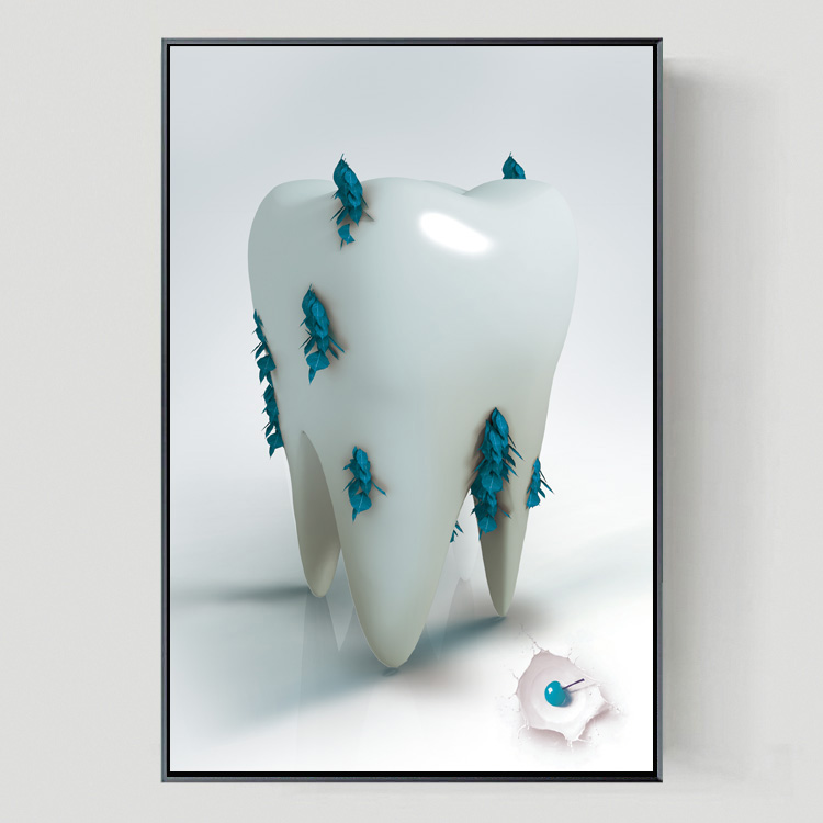 口腔门诊装饰图展示画 牙科诊所挂画挂件创意牙齿油画宣传海报画