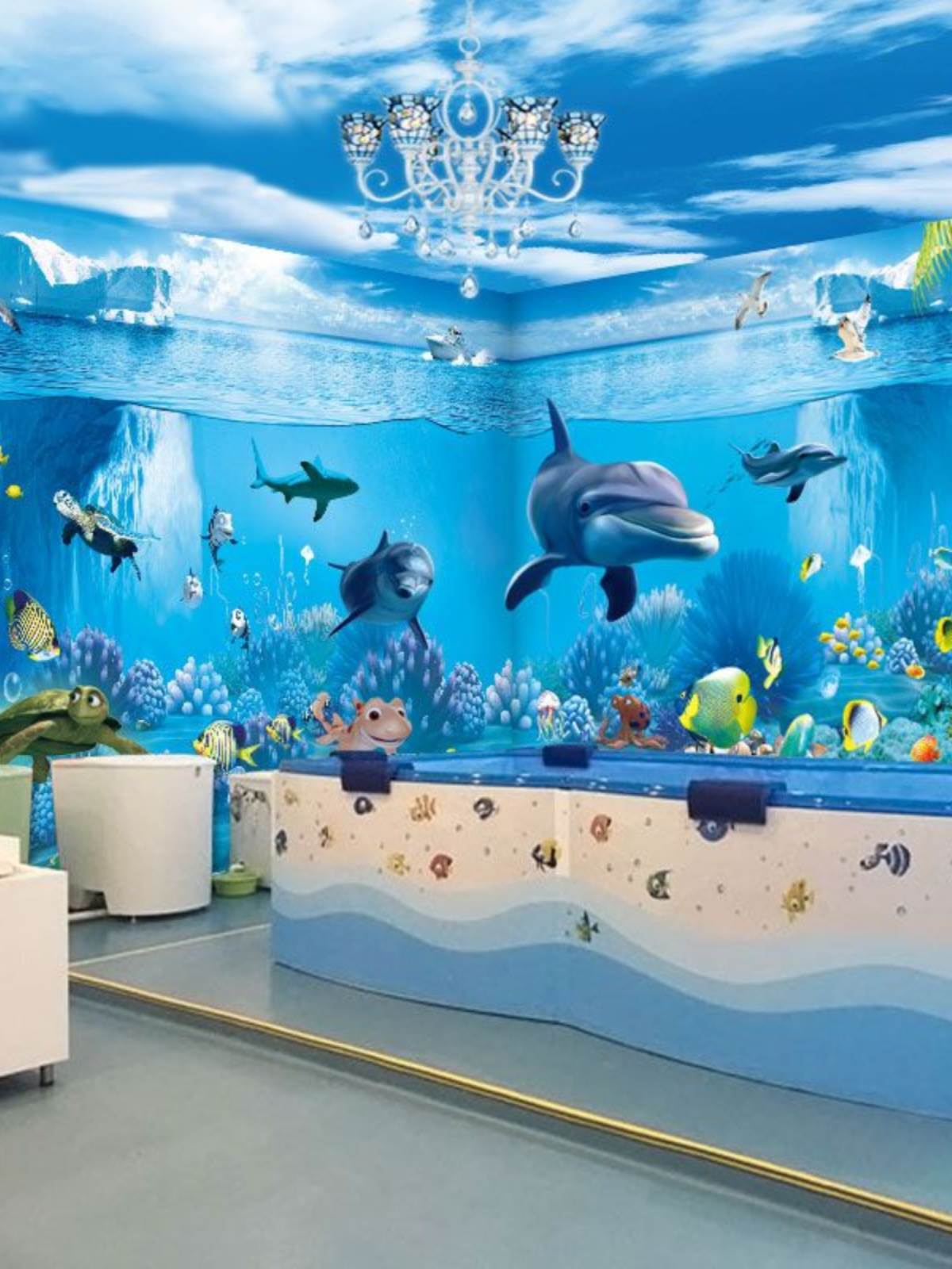 3d海洋主题壁画母婴店游泳馆儿童房海底世界壁纸酒店ktv背景墙纸
