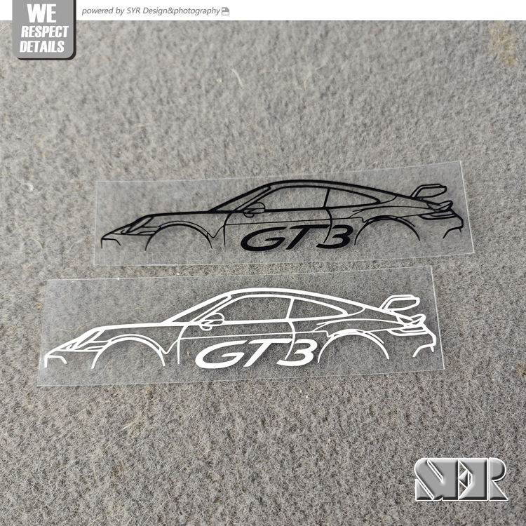 个性汽车贴纸GT3车型logo反光防水贴纸 小窗户装饰贴