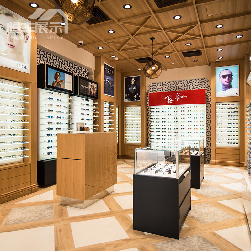 眼镜展示柜台木质墨镜展柜中岛眼镜快时尚太阳眼镜店货架设计定制