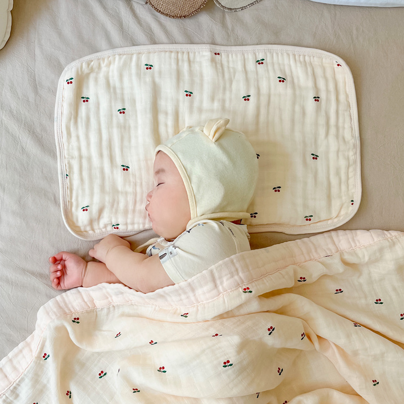 新生儿云片枕宝宝低枕薄款小枕头竹棉透气吸汗枕巾枕垫大尺寸八层