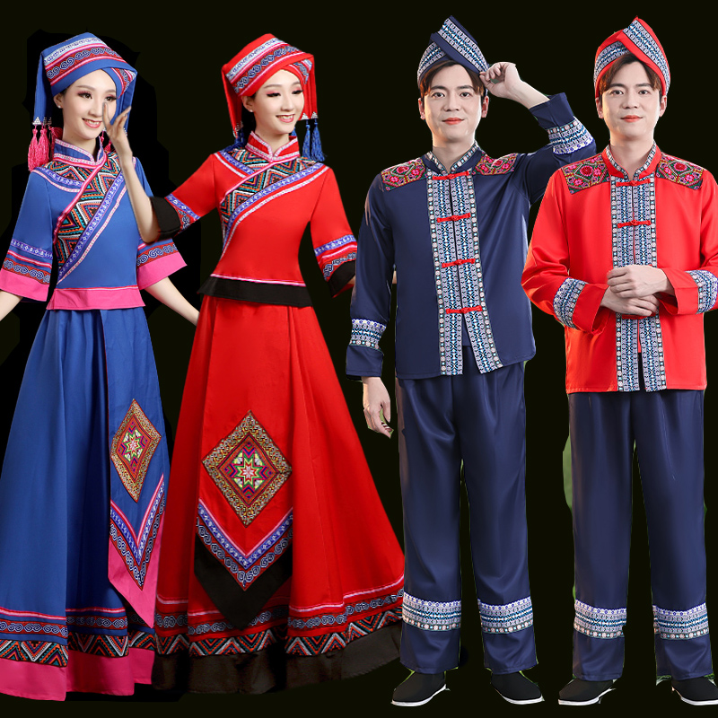 广西三月三壮族瑶族少数民族传统服装男女成人演出舞蹈盛装歌圩节