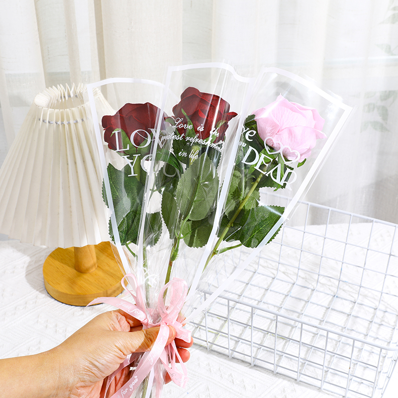 单支鲜花包装袋玫瑰花多支套袋子透明玻璃纸单只花束花艺包花材料