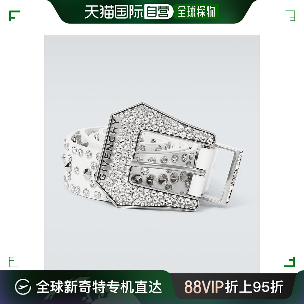 香港直邮潮奢 Givenchy 纪梵希 男士铆钉水晶装饰皮带腰带