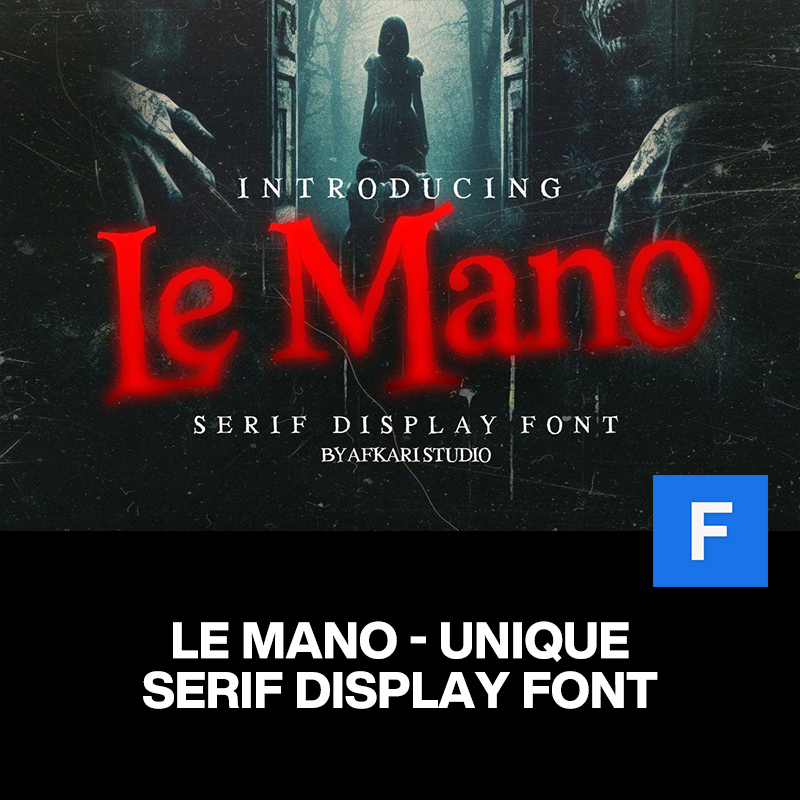 Le Mano万圣节惊悚恐怖涂鸦电影海报专辑封面标题衬线英文字体包
